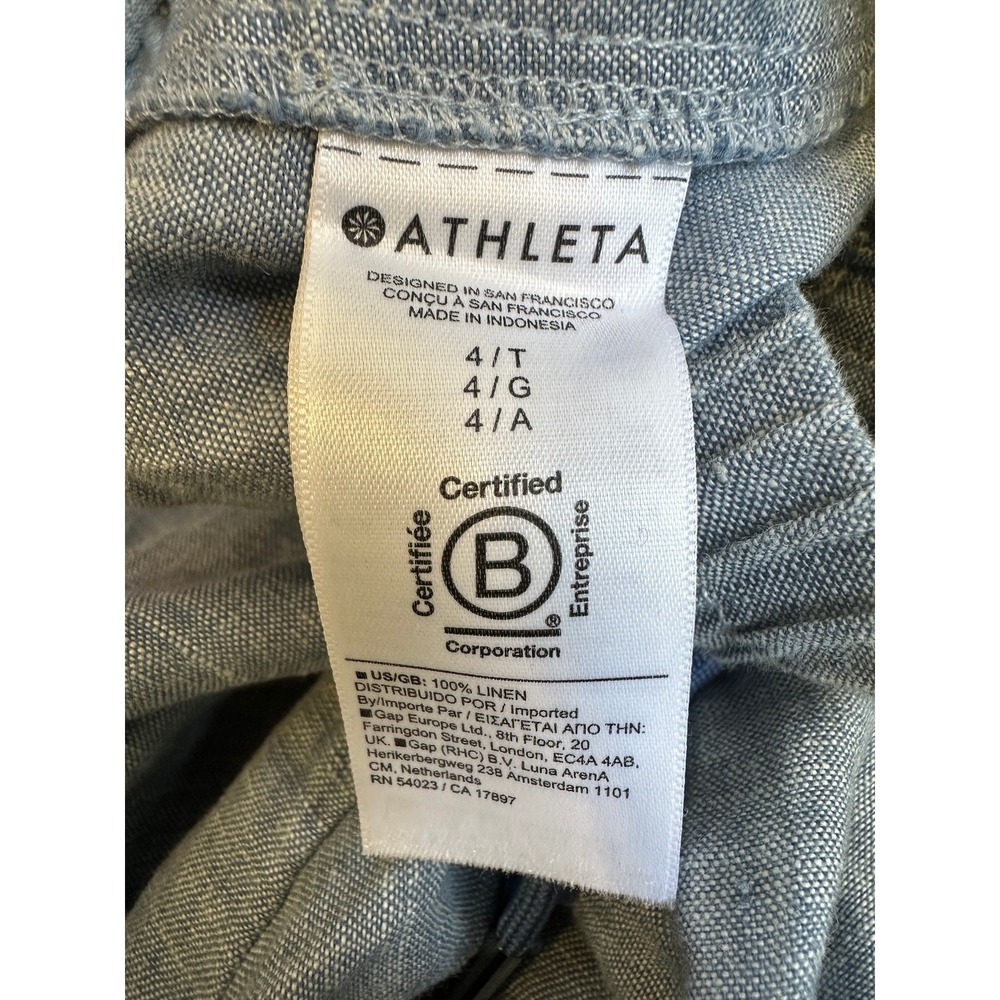 Athleta Retreat Linen Jogger Pants Chambray Blue Resort Beach Zip Pockets 4 Tall - Picture 7 of 15
